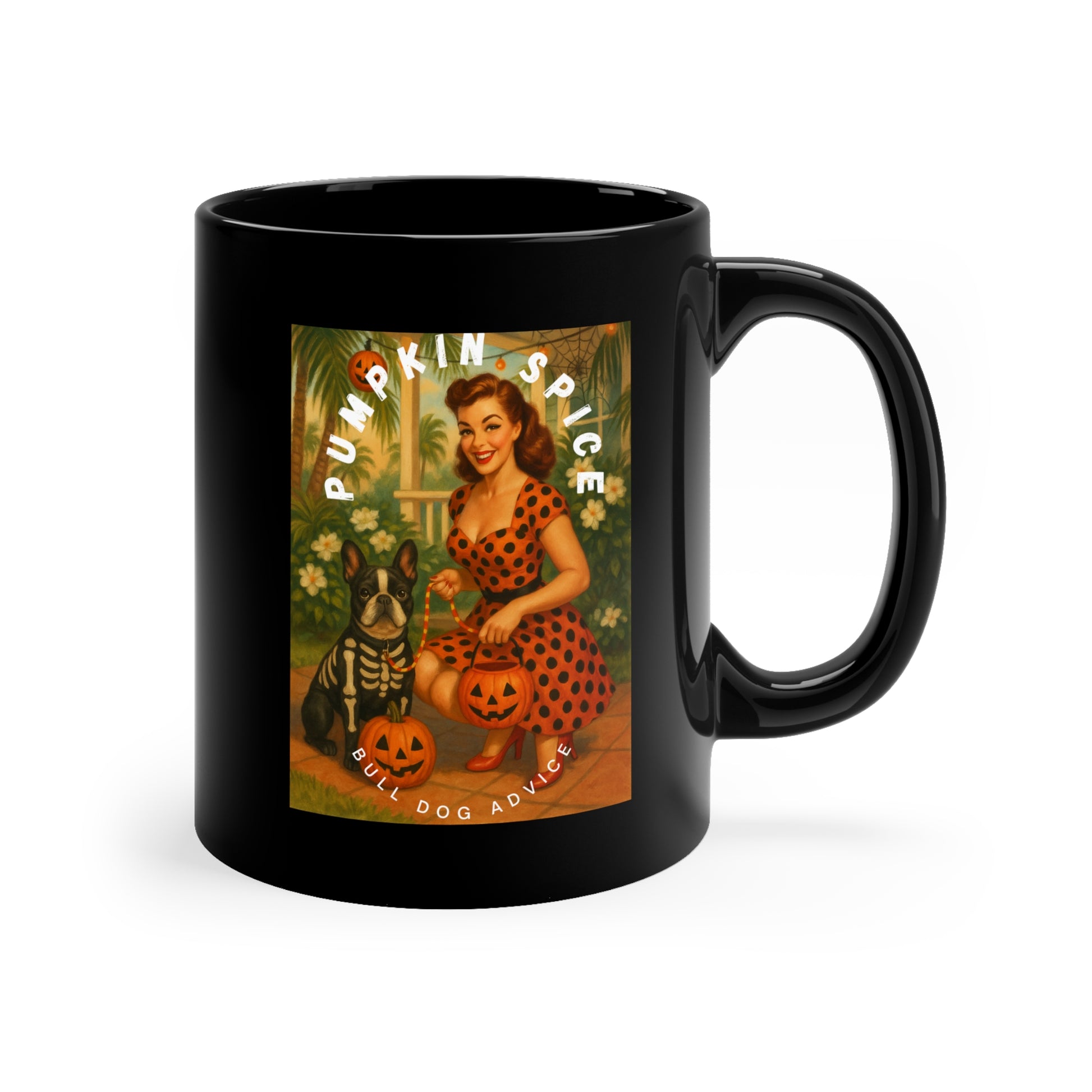 Pumpkin Spice Retro Coffee Mug | Fall Decor, Halloween Gift, Vintage Style, Cute Pet Lover Mug, Personalized Beverageware
