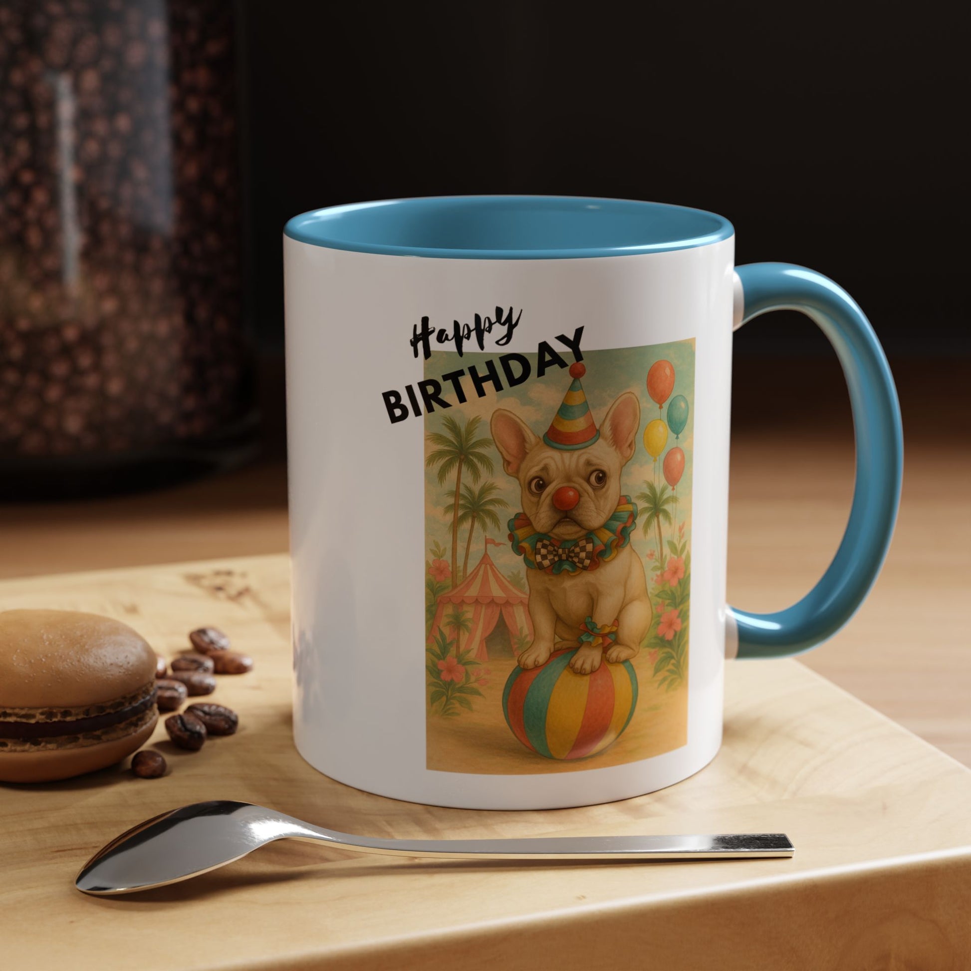 Happy Birthday Frenchie Mug | Cute Dog Coffee Cup, Birthday Gift for Dog Lovers, Party Mug, Pet Gift, Celebratory Drinkware
