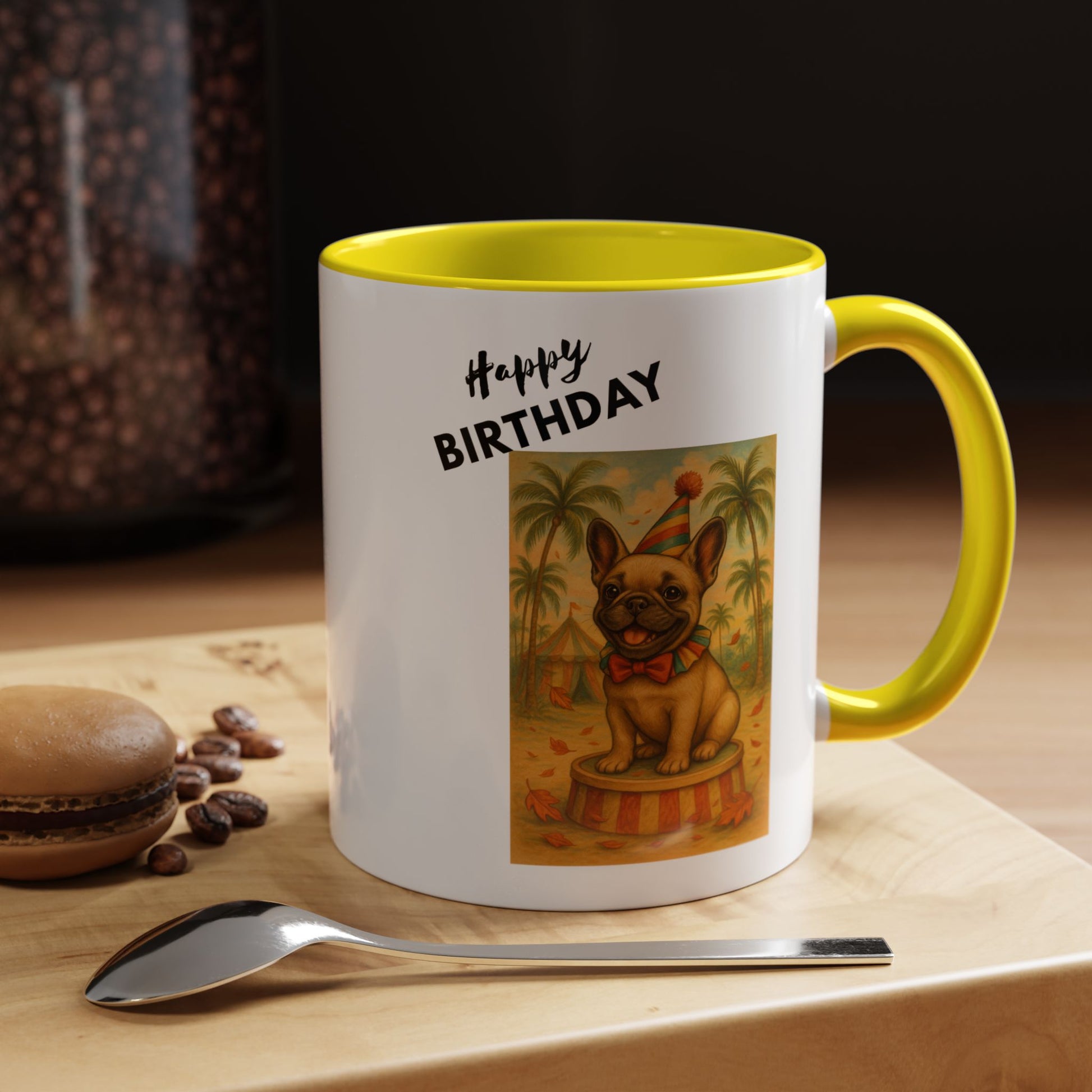 Birthday French Bulldog Accent Coffee Mug | Fun Gift for Dog Lovers, Unique Birthday Present, Cute Kitchen Decor