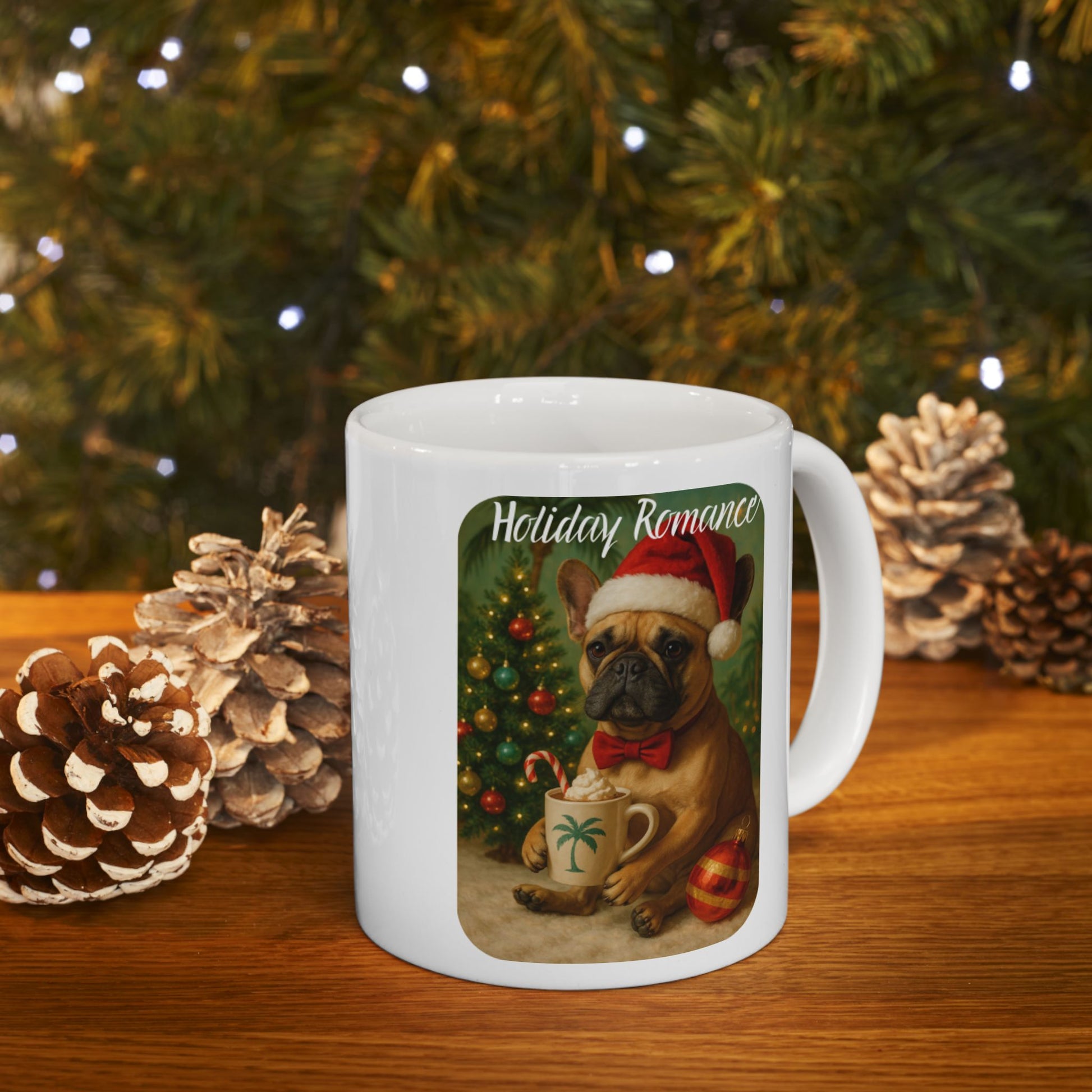 Festive Ceramic Coffee Mug - Holiday Cheer Design, Christmas Gift, Cozy Winter Beverage, Homemade Cocoa Mug, Unique Holiday Decor